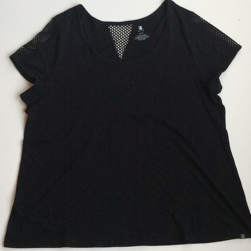 Lane Bryant Black Mesh Inset Active Workout Top